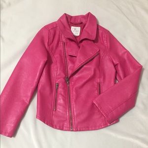 Girls Fuchsia Leather Jacket, size S/P 5-6